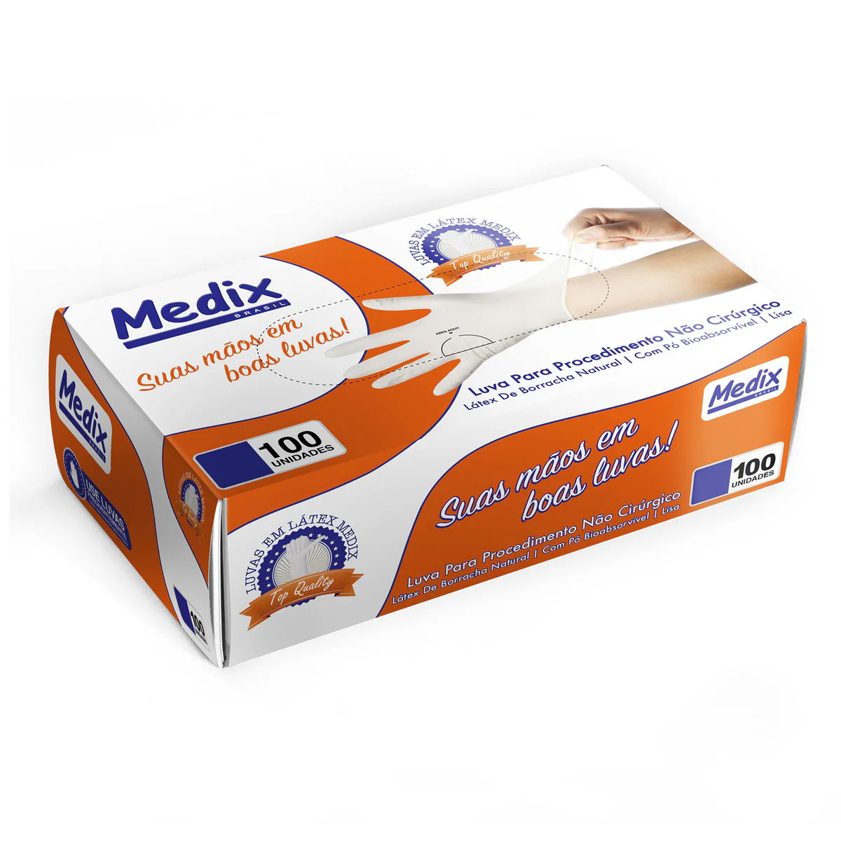 Luva Látex Com Pó - Caixa com 100 un - Medix
