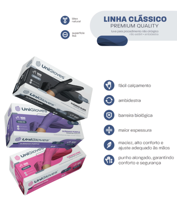 Luva Para Procedimento Não Cirúrgico - Linha Clássico Premium Quality - UniGloves - Imagem 2