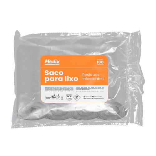 Saco para lixo | resíduos infectantes - Pacote c/ 100 un - Medix
