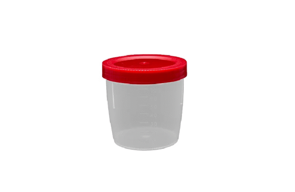 Coletor 70ml est pp transp tampa vermelha sem pá - 01 un