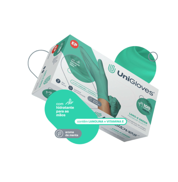 Luva de Látex Lano-e Green Para Procedimento (Sem Pó e Com Hidratante) - UniGloves