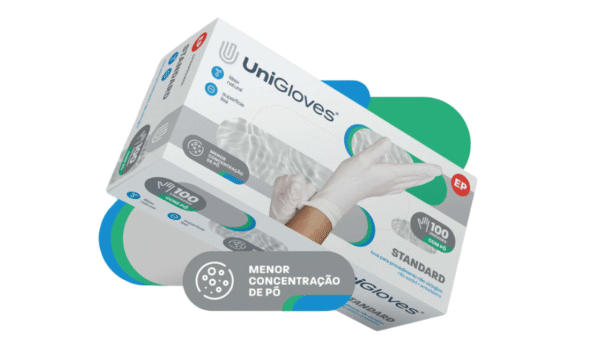 Luva de látex Branca para procedimento Standard (pouco pó) caixa com 100 unidades - Unigloves