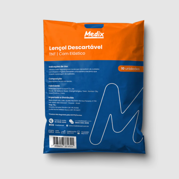 Lençol Descartável com Elástico - Pacote com 10 un - Medix