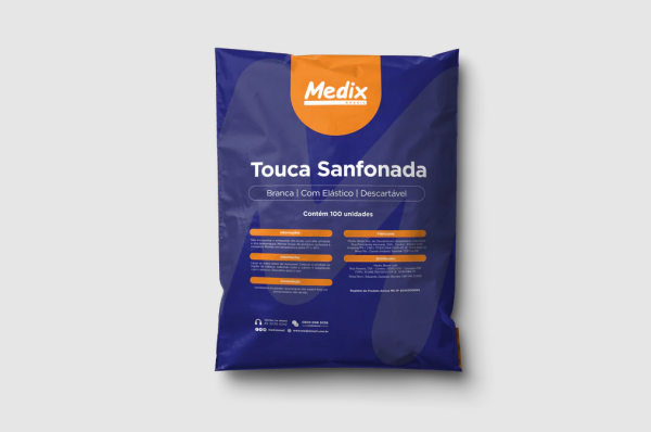 Touca Sanfonada Descartável com Elástico 01 un - Pacote com 100 un - Medix