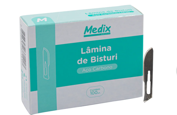 Lâmina de Bisturi de Aço Carbono N20 - Caixa com 100 un - Medix