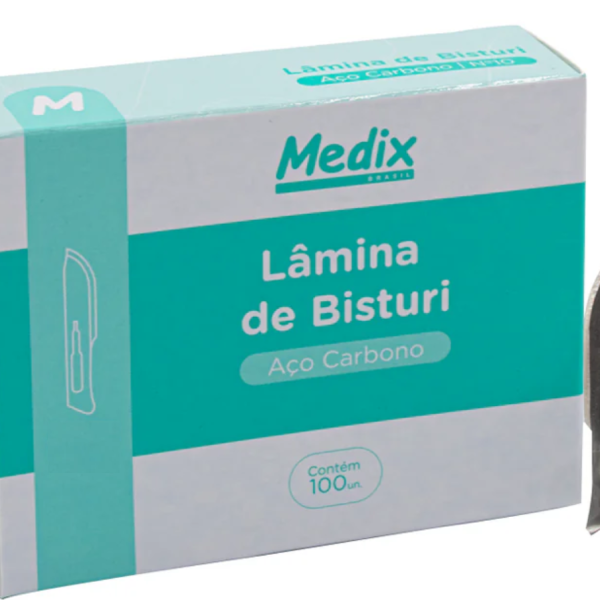 Lâmina de Bisturi de Aço Carbono N20 - Caixa com 100 un - Medix