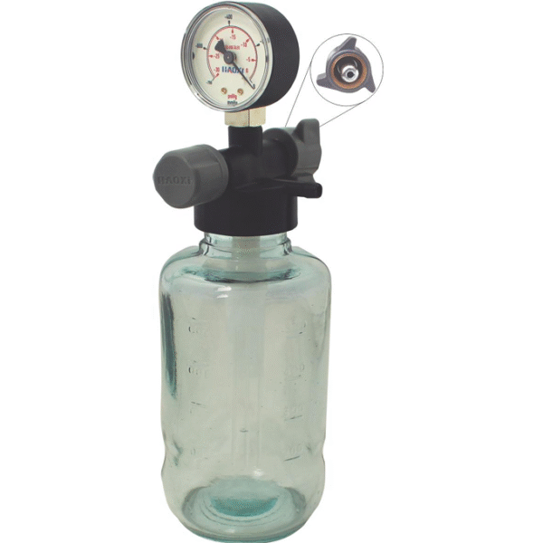 Vacuômetro com Frasco de Vidro 500 mL – Haoxi
