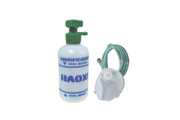 Umidificador para Oxigênio com Frasco Plástico 250 ml, Extensão e Máscara Adulto – Haoxi