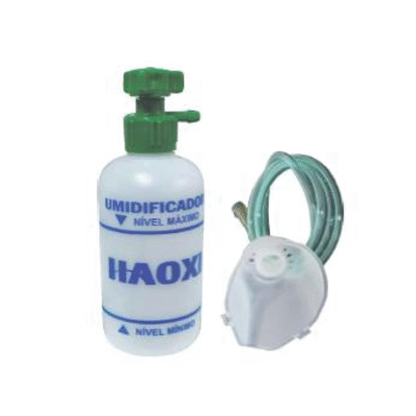 Umidificador para Oxigênio com Frasco Plástico 250 ml, Extensão e Máscara Adulto – Haoxi