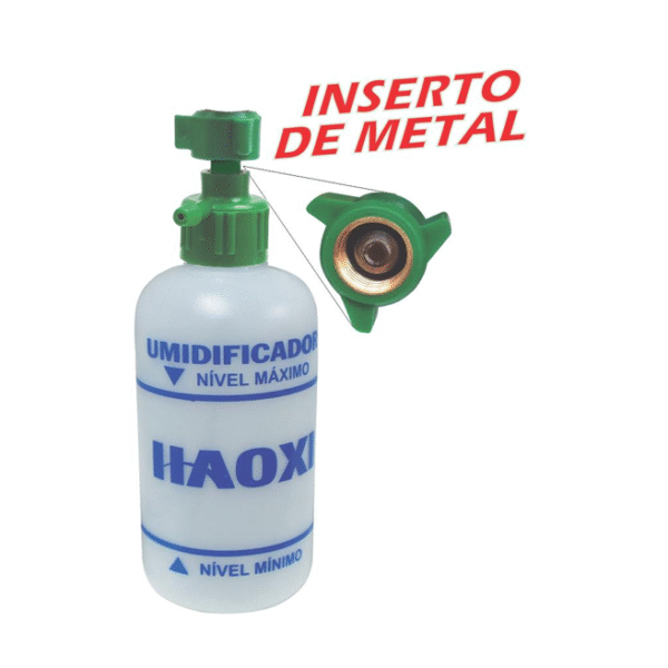 Umidificador de Oxigênio com Rosca de Metal e Frasco Plástico 250 ml – Haoxi