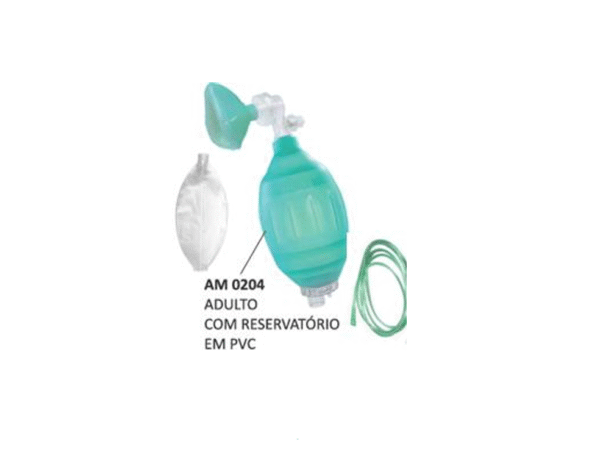 Reanimador Manual Silicone com Reservatório PVC e Máscara VNI Silicone N5 – Adulto - Haoxi