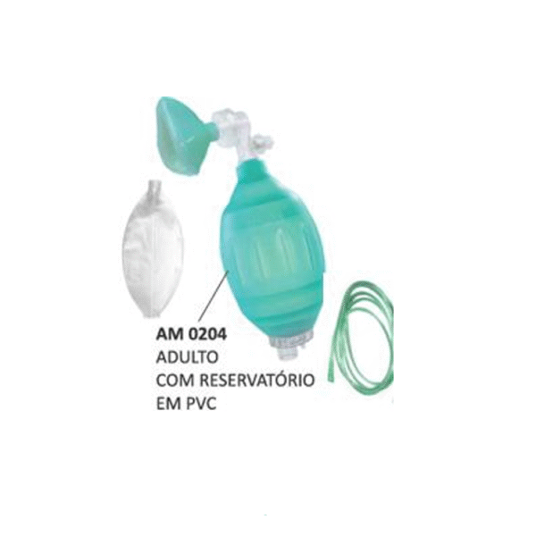 Reanimador Manual Silicone com Reservatório PVC e Máscara VNI Silicone N5 – Adulto - Haoxi