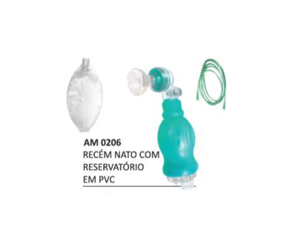 Reanimador Manual Silicone com Reservatório em PVC e Máscara Silicone Nº 1 – Recém-Nascido - Haoxi