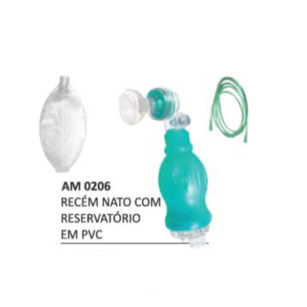 Reanimador Manual Silicone com Reservatório em PVC e Máscara Silicone Nº 1 – Recém-Nascido - Haoxi