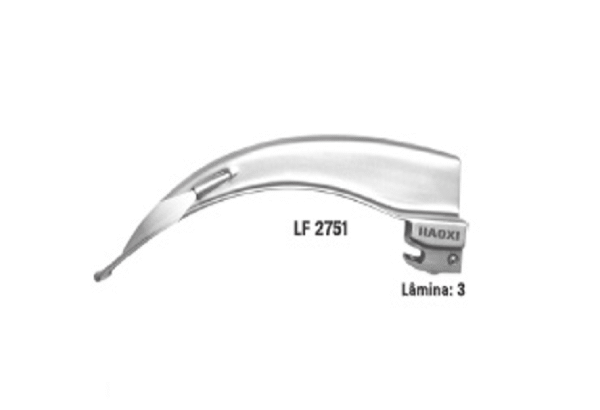 Lâmina Curva N° 3 com Fibra Óptica para Laringoscópio – Haoxi