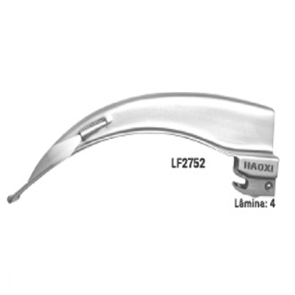 Lâmina Curva N° 4 com Fibra Óptica para Laringoscópio – Haoxi