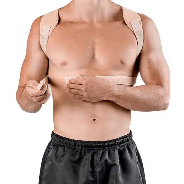 Imagem modelo mostrando fechamento produto corretor postural